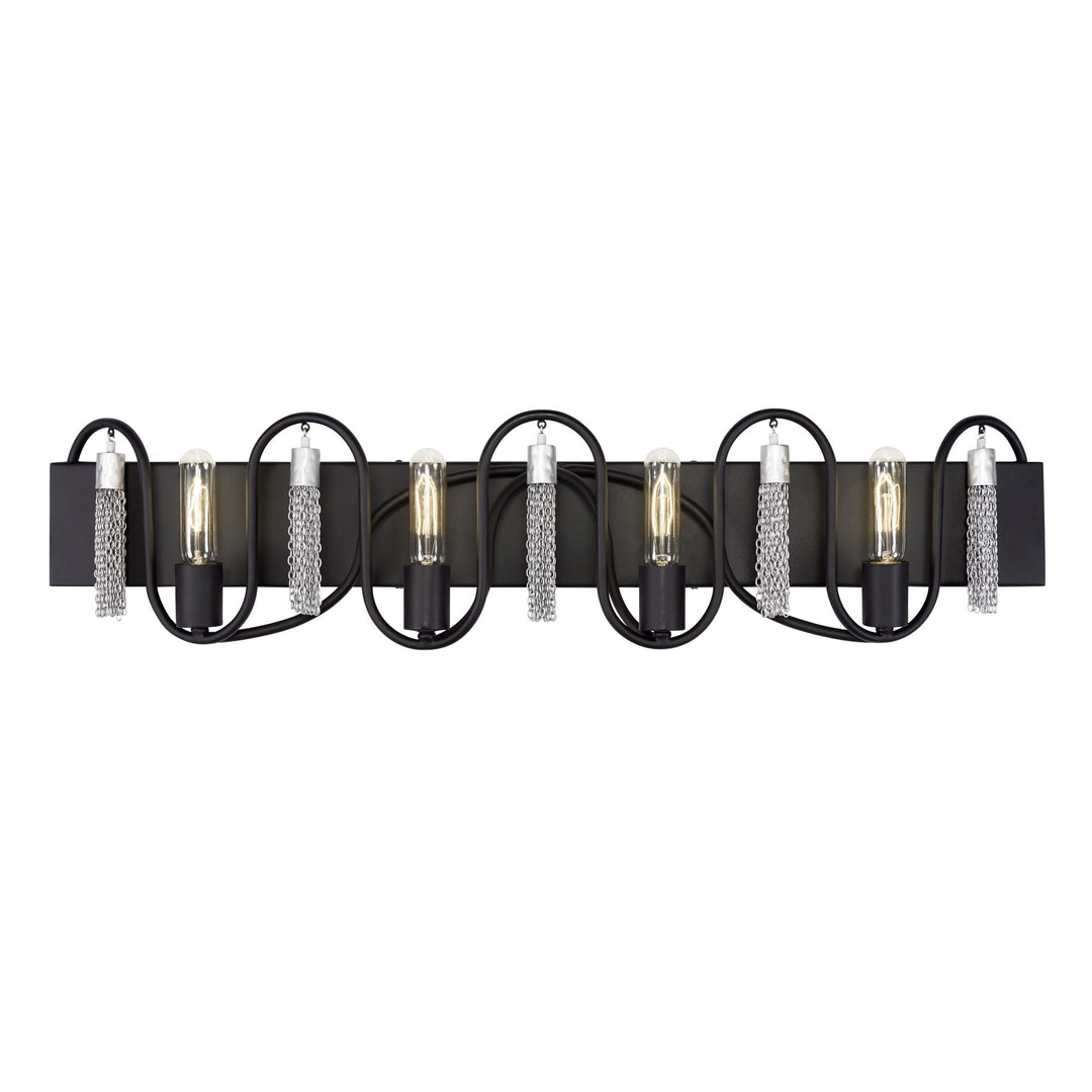 Darden 354B04MBCH 4-Lt Bath Fixture - Matte Black/Painted Chrome