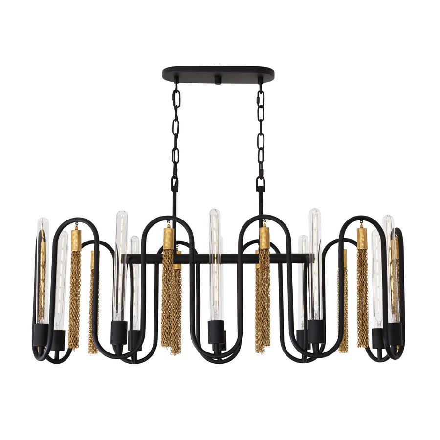 Darden 354N10MBAG 10-Lt Linear Pendant - Matte Black/Antique Gold