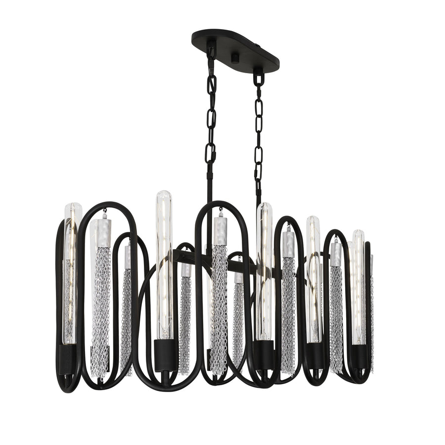 Darden 354N10MBCH 10-Lt Linear Pendant - Matte Black/Painted Chrome