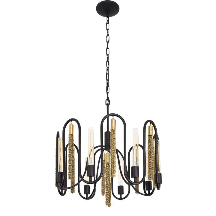 Darden 354P08MBAG 8-Lt Pendant - Matte Black/Antique Gold