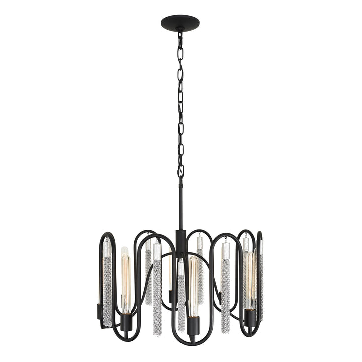 Darden 354P08MBCH 8-Lt Pendant - Matte Black/Painted Chrome