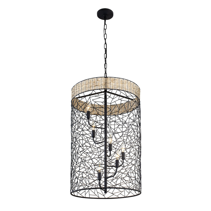 Cayman 362F06BL 6-Light Foyer Pendant Light - Black