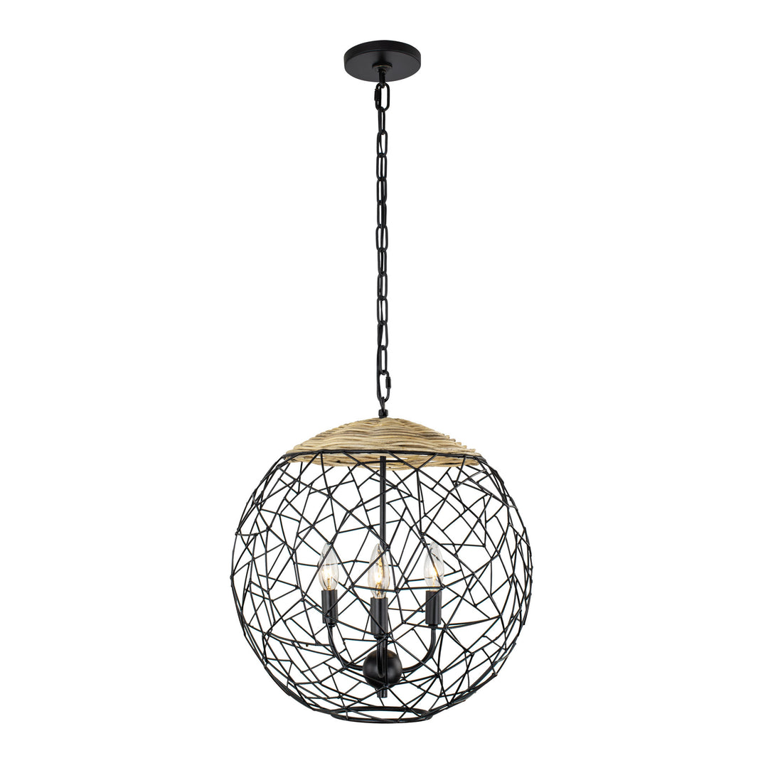 Cayman 362P03BL 3-Light Orb Pendant Light - Black