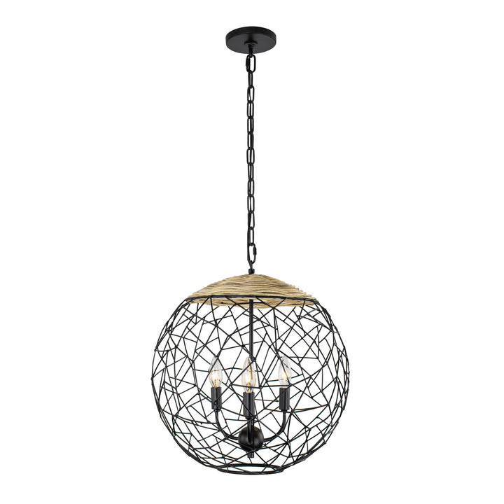 Cayman 362P03BL 3-Light Orb Pendant Light - Black