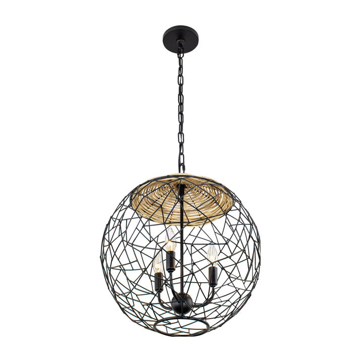 Cayman 362P03BL 3-Light Orb Pendant Light - Black