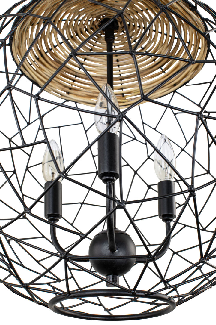 Cayman 362P03BL 3-Light Orb Pendant Light - Black