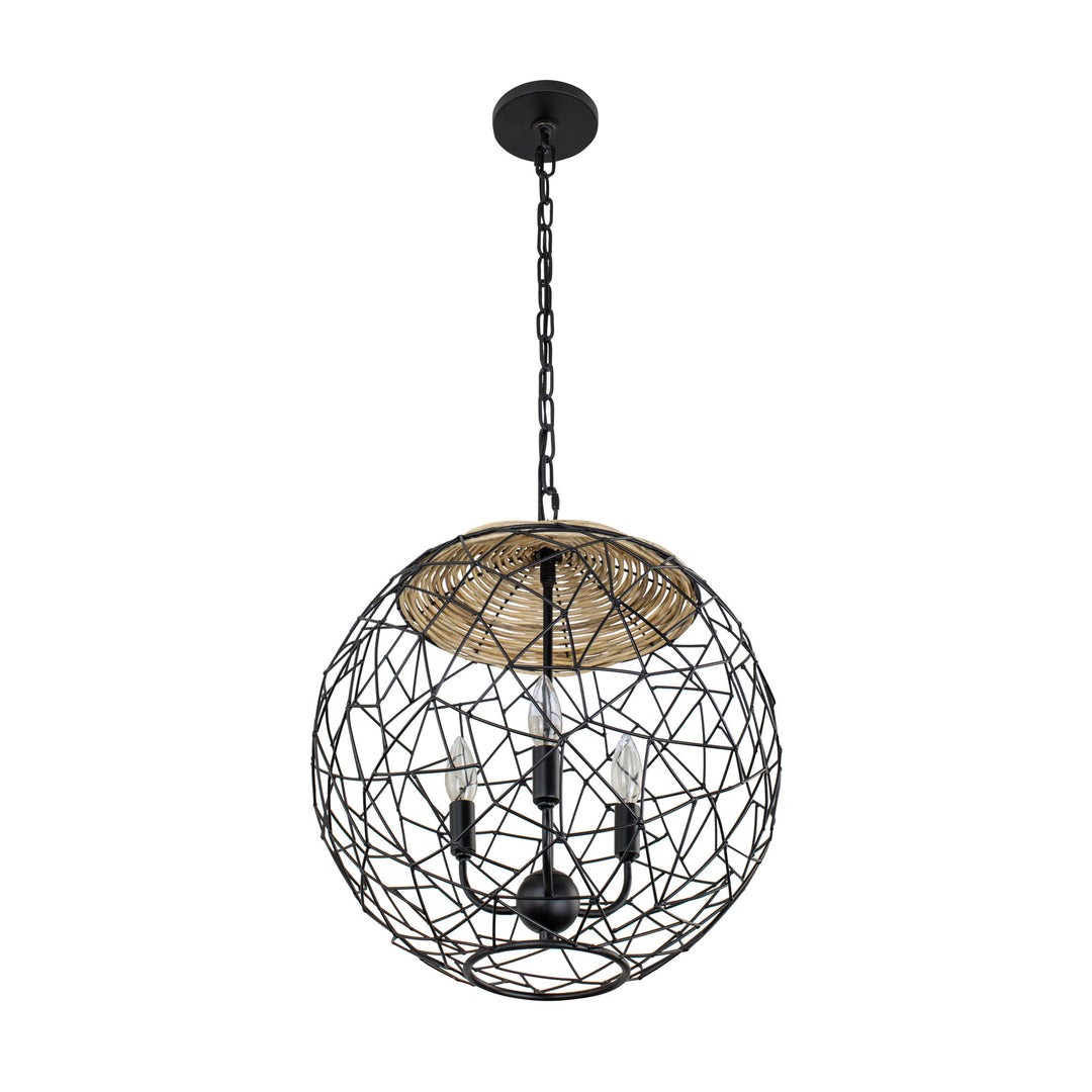 Cayman 362P03BL 3-Light Orb Pendant Light - Black