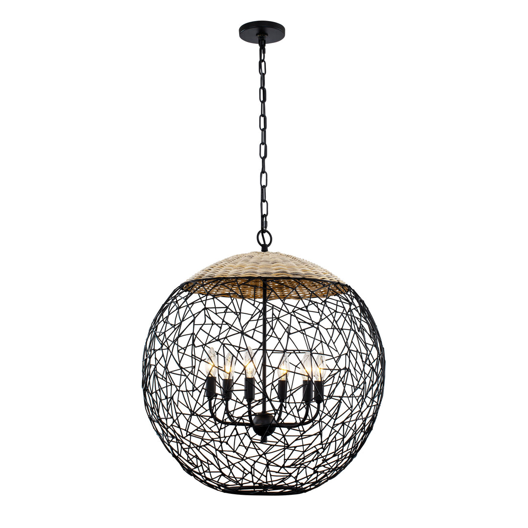 Cayman 362P06BL 6-Light Orb Pendant Light - Black