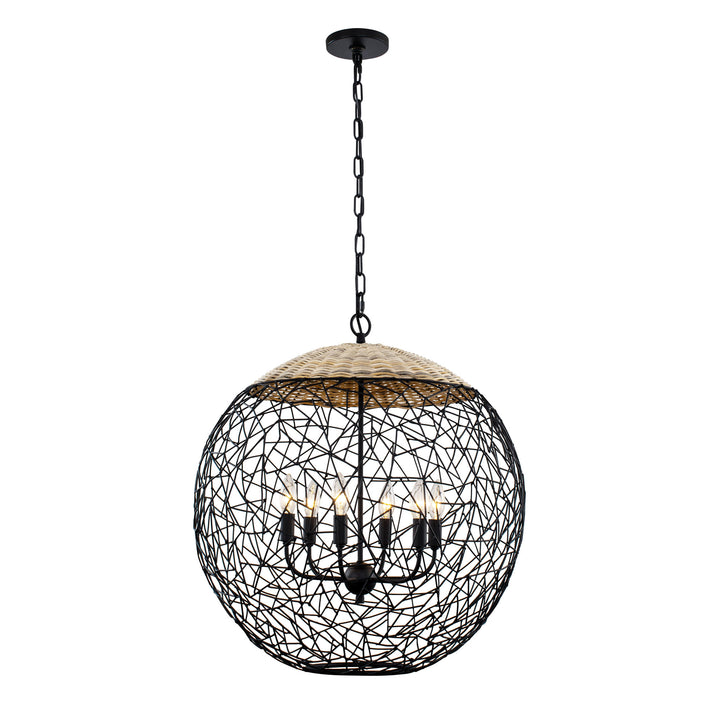 Cayman 362P06BL 6-Light Orb Pendant Light - Black