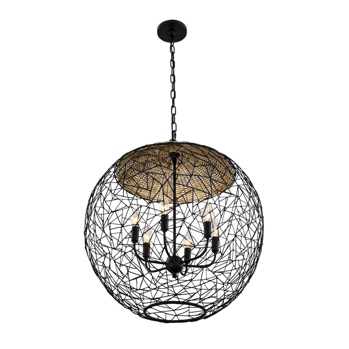 Cayman 362P06BL 6-Light Orb Pendant Light - Black