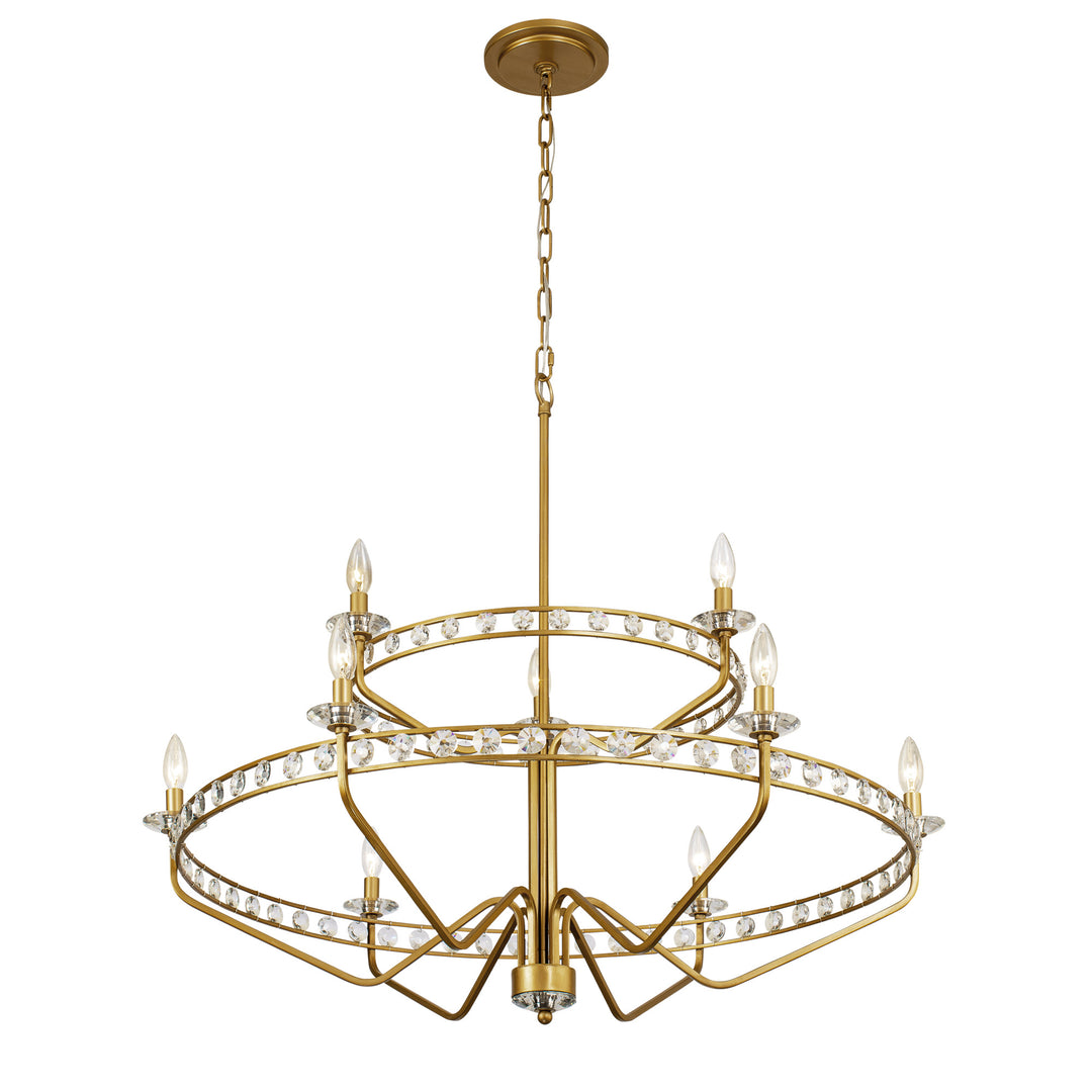 Monroe 363C09AG 9-Light Crystal Chandelier - Antique Gold