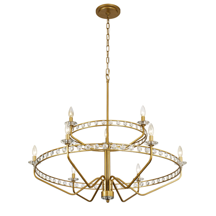 Monroe 363C09AG 9-Light Crystal Chandelier - Antique Gold