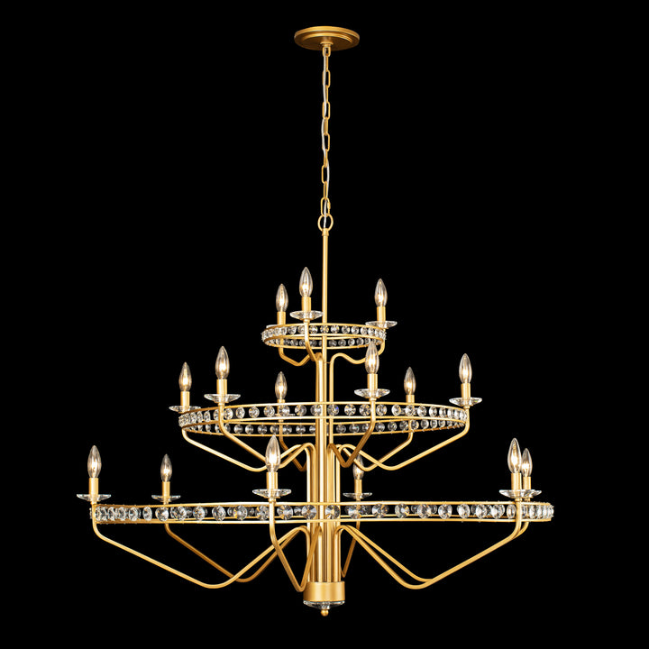 Monroe 363C15AG 15-Light Crystal Chandelier - Antique Gold