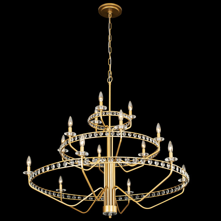 Monroe 363C15AG 15-Light Crystal Chandelier - Antique Gold