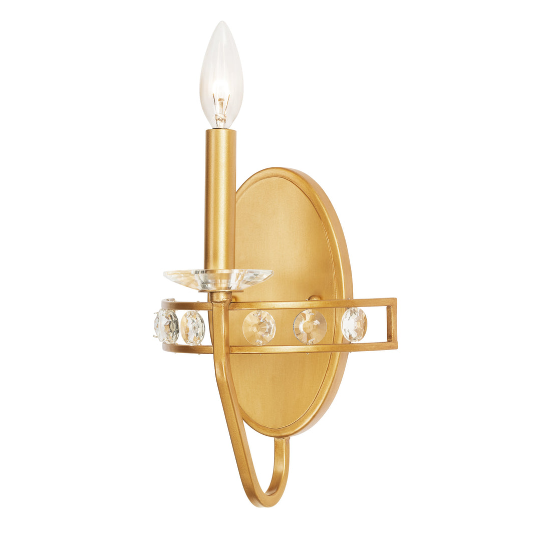 Monroe 363W01AG 1-Light Crystal Wall Sconce - Antique Gold