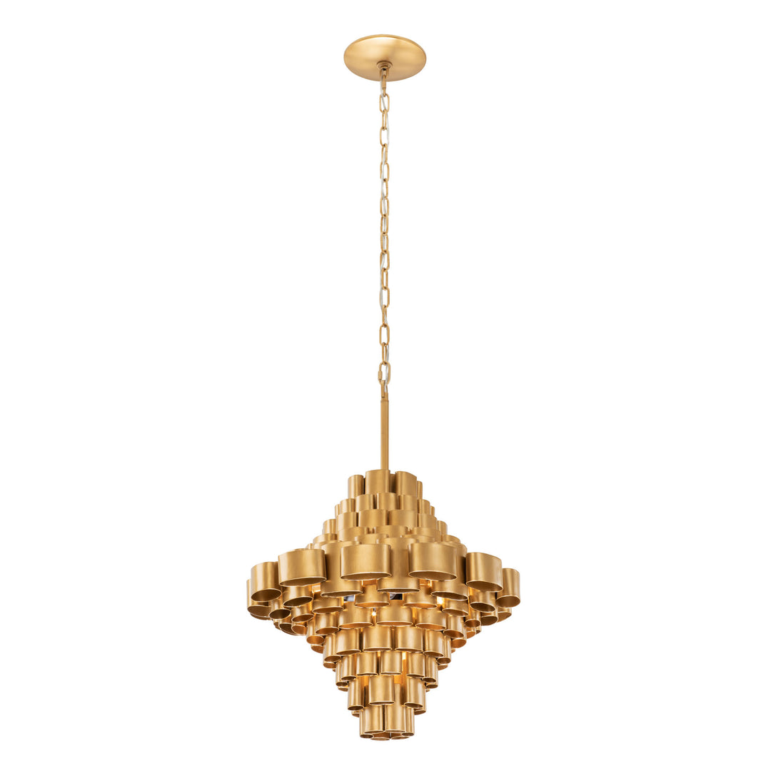 Totally Tubular 369F05AGCB 5-Light Foyer Pendant Light - Antique Gold/Carbon Black