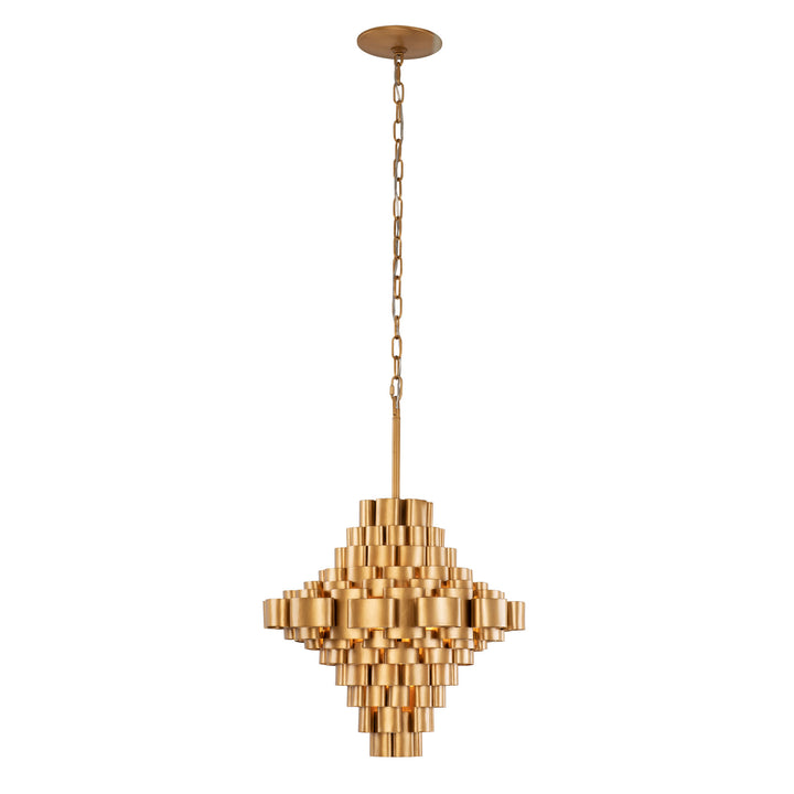 Totally Tubular 369F05AGCB 5-Light Foyer Pendant Light - Antique Gold/Carbon Black