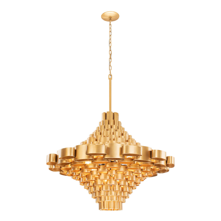 Totally Tubular 369F17AGCB 17-Light Foyer Pendant Light - Antique Gold/Carbon Black