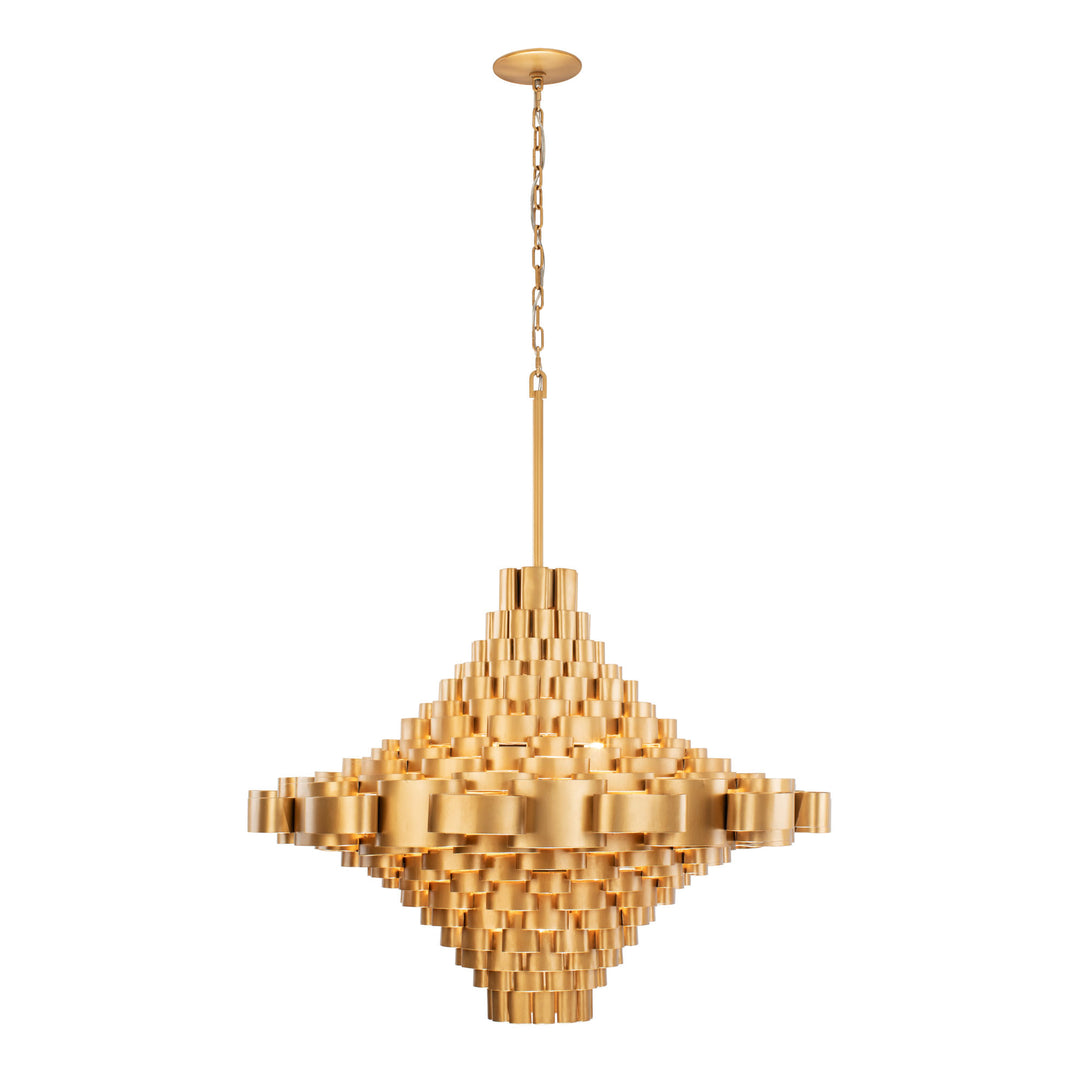 Totally Tubular 369F17AGCB 17-Light Foyer Pendant Light - Antique Gold/Carbon Black