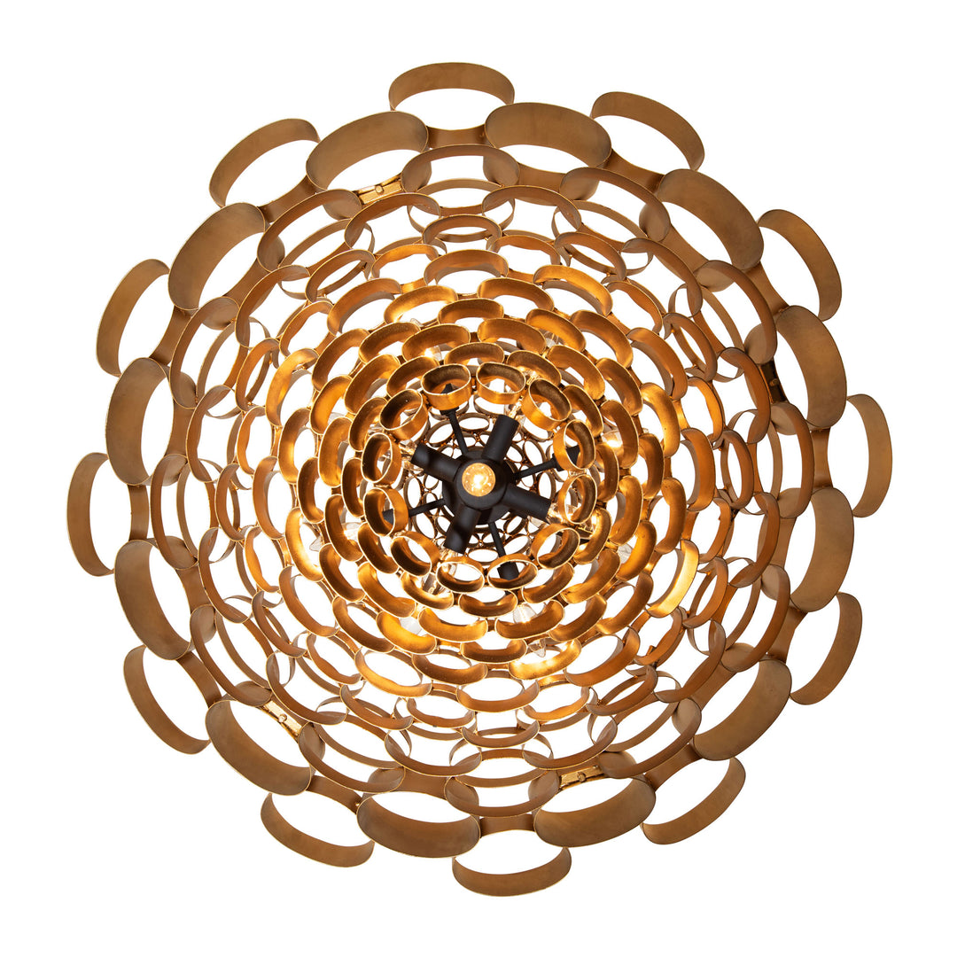 Totally Tubular 369F17AGCB 17-Light Foyer Pendant Light - Antique Gold/Carbon Black