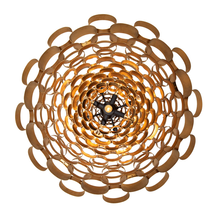 Totally Tubular 369F17AGCB 17-Light Foyer Pendant Light - Antique Gold/Carbon Black