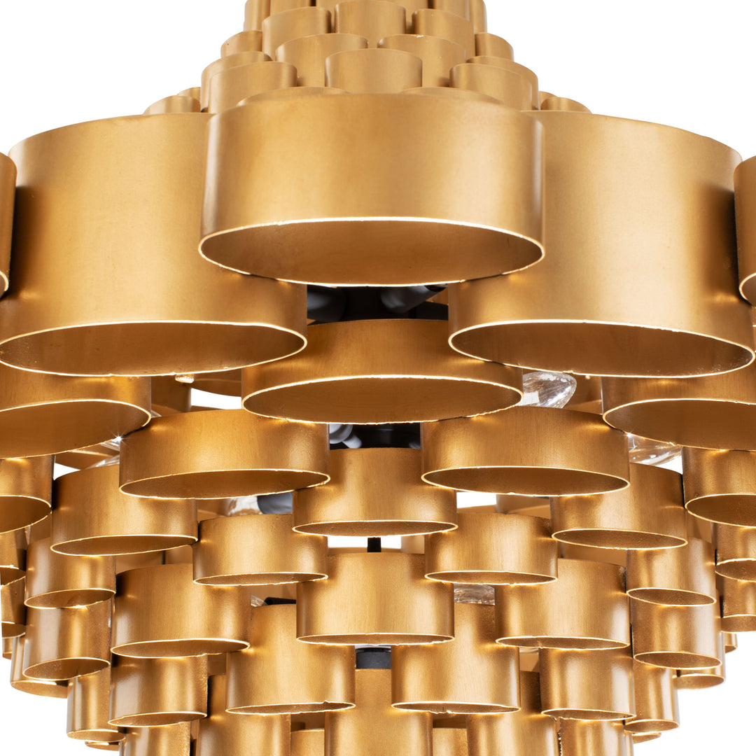 Totally Tubular 369F17AGCB 17-Light Foyer Pendant Light - Antique Gold/Carbon Black