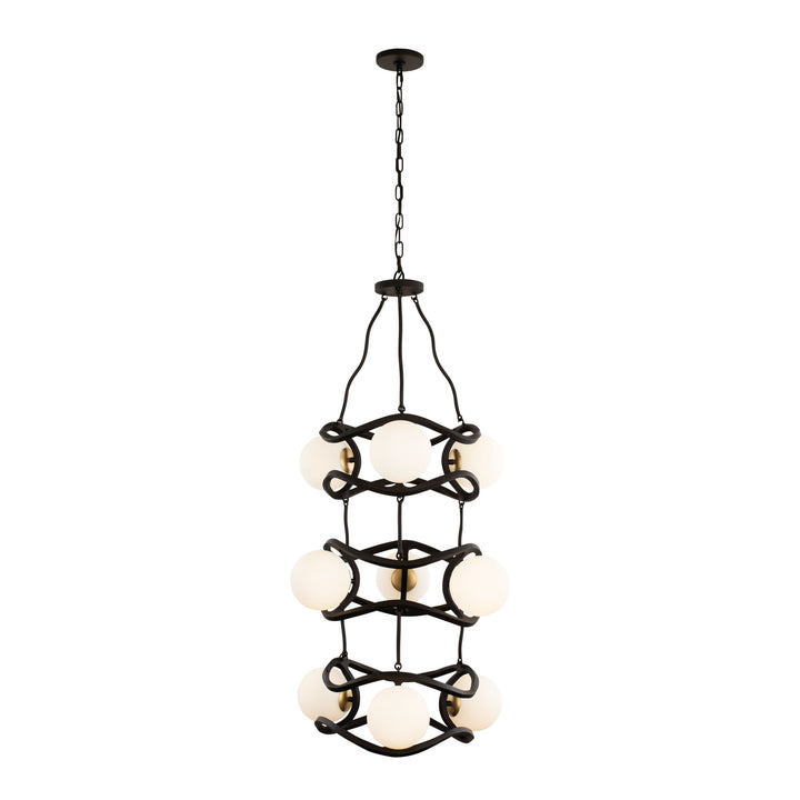 Black Betty 374F09CBFG 9-Light Foyer Pendant Light - Carbon/French Gold