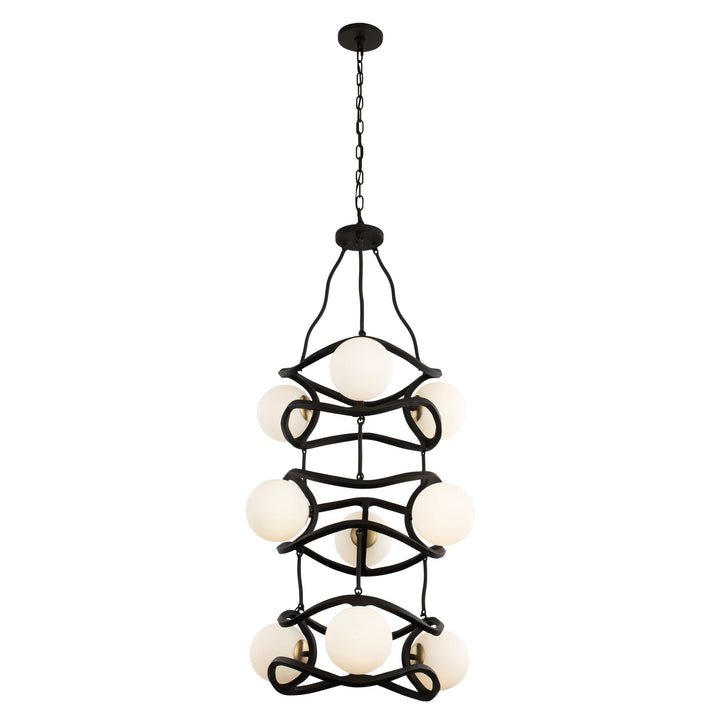 Black Betty 374F09CBFG 9-Light Foyer Pendant Light - Carbon/French Gold