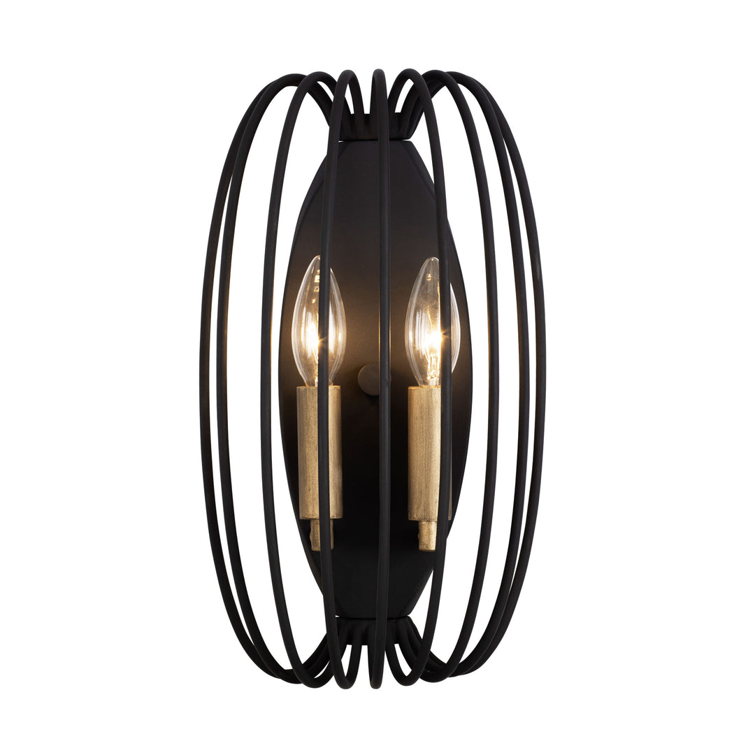 Nico 375W02CBHG 2-Light Wall Sconce - Carbon/Havana Gold