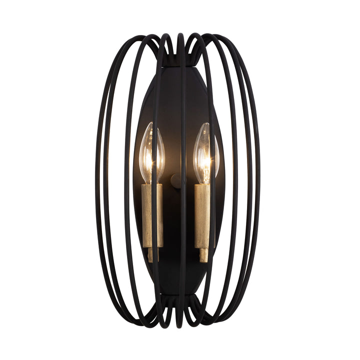 Nico 375W02CBHG 2-Light Wall Sconce - Carbon/Havana Gold