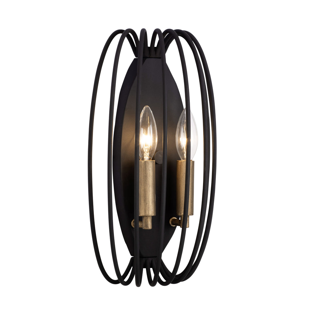 Nico 375W02CBHG 2-Light Wall Sconce - Carbon/Havana Gold