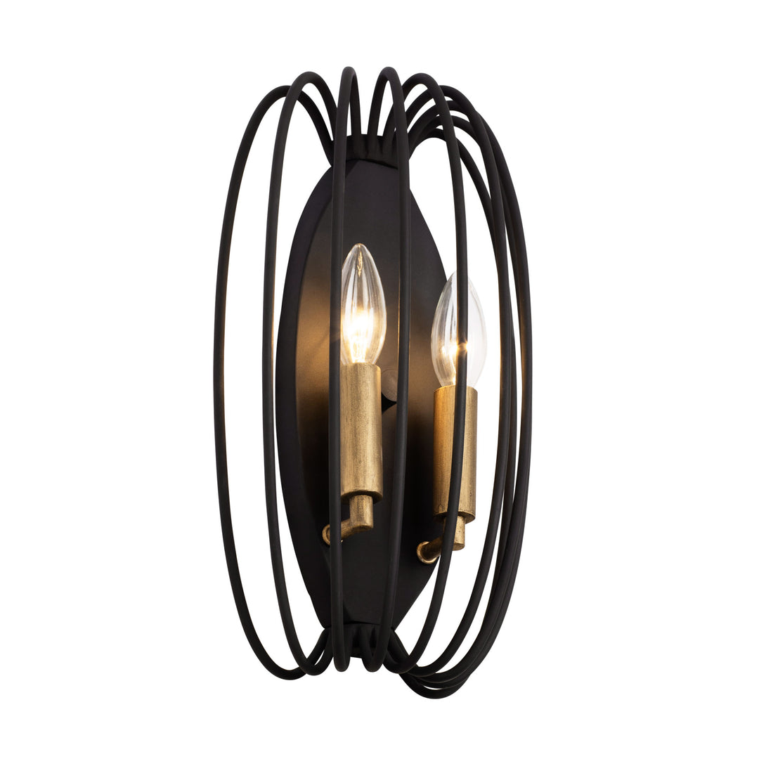 Nico 375W02CBHG 2-Light Wall Sconce - Carbon/Havana Gold