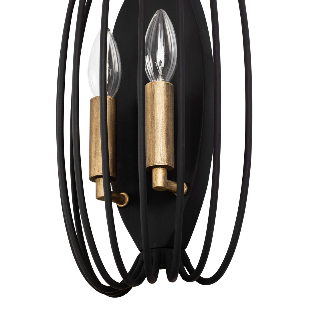 Nico 375W02CBHG 2-Light Wall Sconce - Carbon/Havana Gold