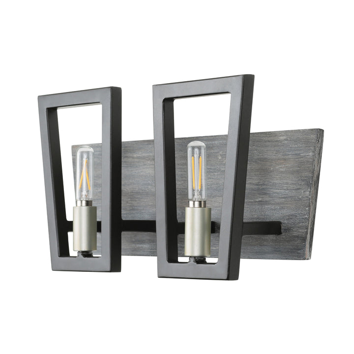 Zag 2-Lt Vanity Light - Black/Grey Wood - 260B02BLG