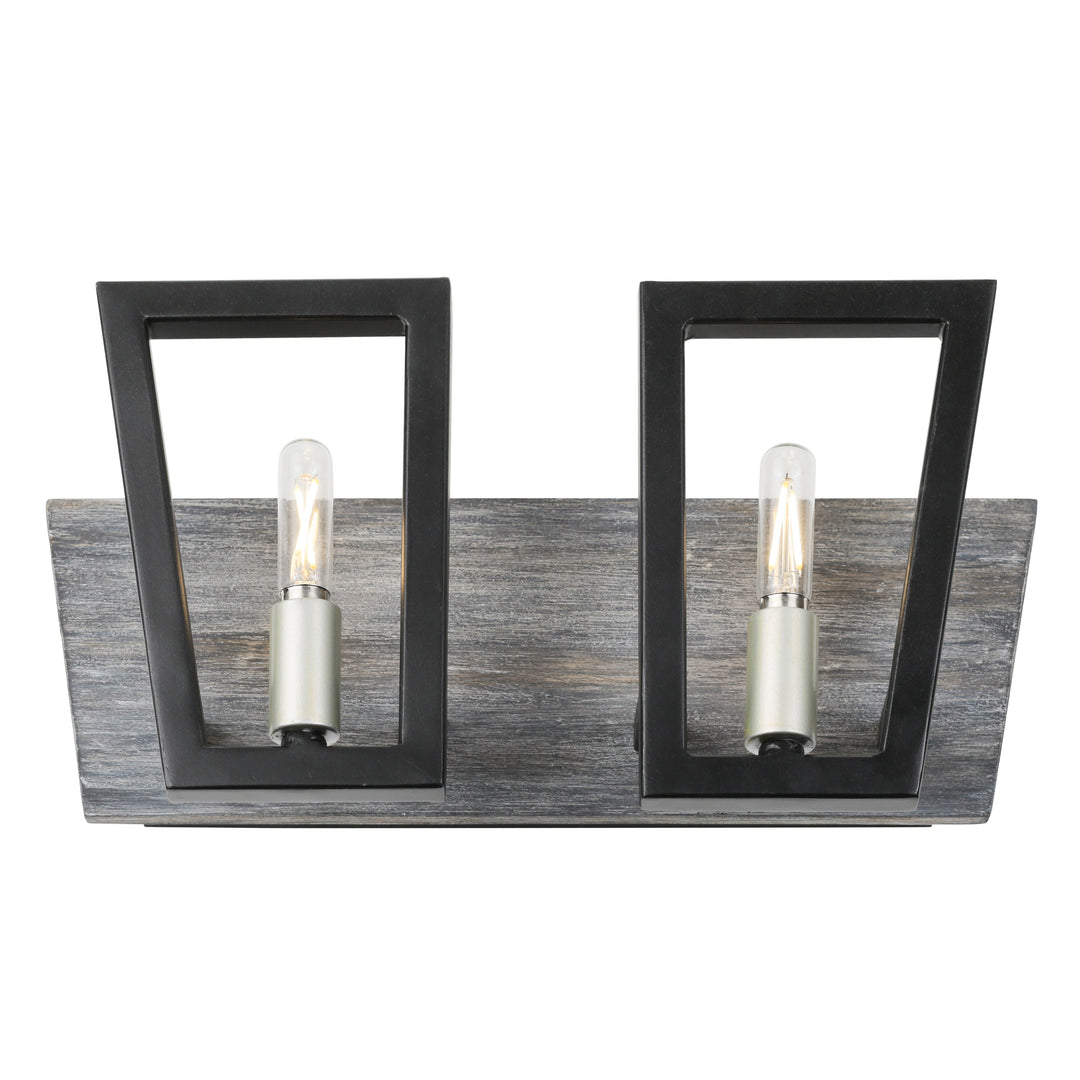 Zag 2-Lt Vanity Light - Black/Grey Wood - 260B02BLG