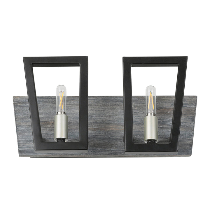 Zag 2-Lt Vanity Light - Black/Grey Wood - 260B02BLG