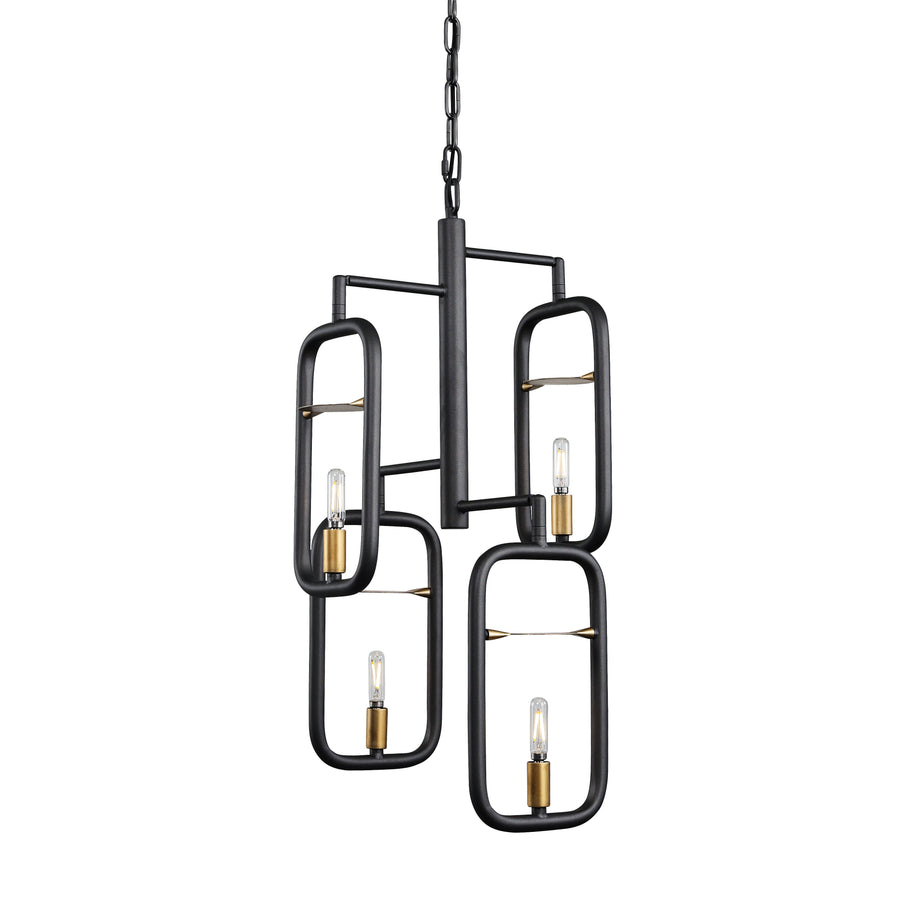 Bar None 4-Lt Pendant Light - Aged Gold/Rustic Bronze - 327P04AGRB