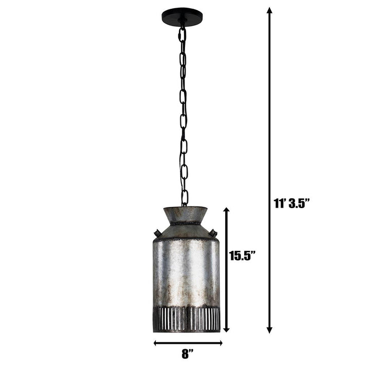 Hickory Lane 1-Lt Mini Pendant Light - Ombre Galvanized/Black - 335M01OG