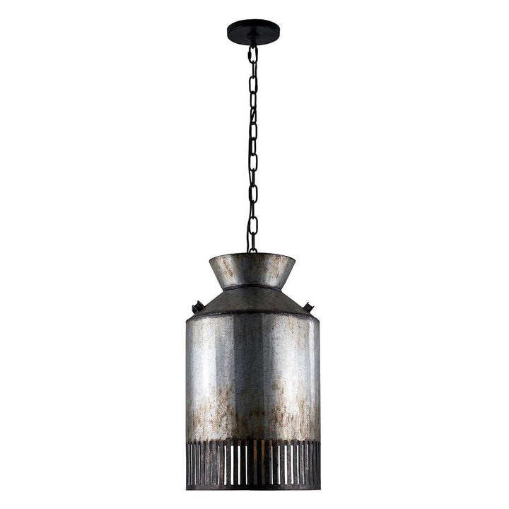 Hickory Lane 1-Lt Pendant Light - Ombre Galvanized/Black - 335P01OG
