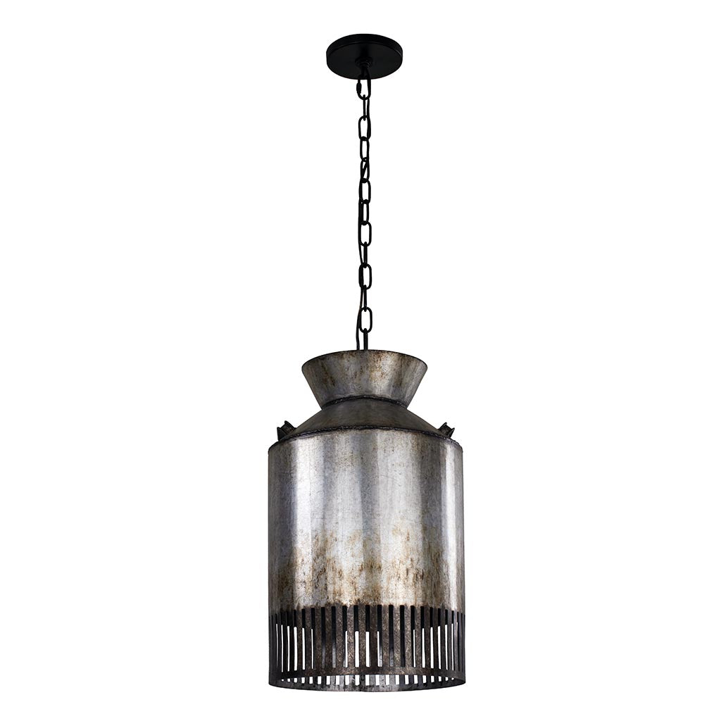 Hickory Lane 1-Lt Pendant Light - Ombre Galvanized/Black - 335P01OG