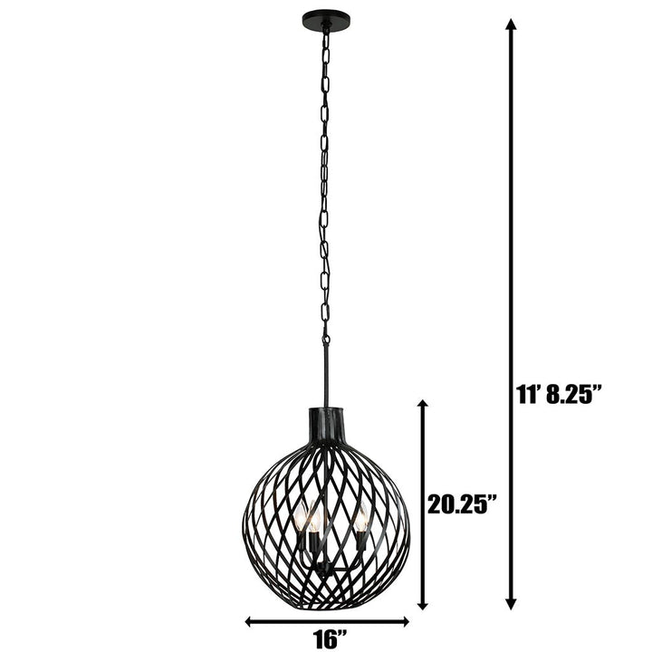 Bronwyn 3-Lt Pendant Light - Black - 338P03BL