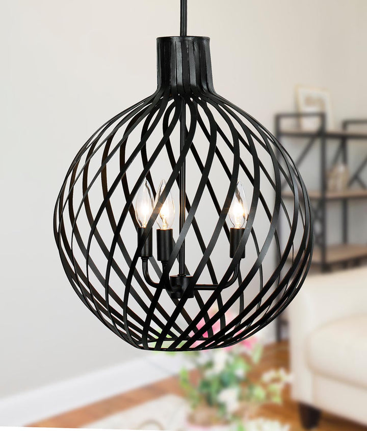 Bronwyn 3-Lt Pendant Light - Black - 338P03BL