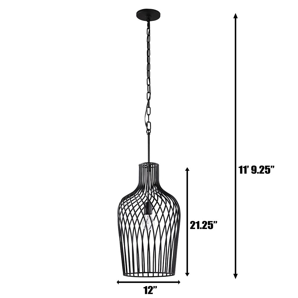 Elsa 1-L t Wine Bottle Pendant Light - Black - 339P01CBL