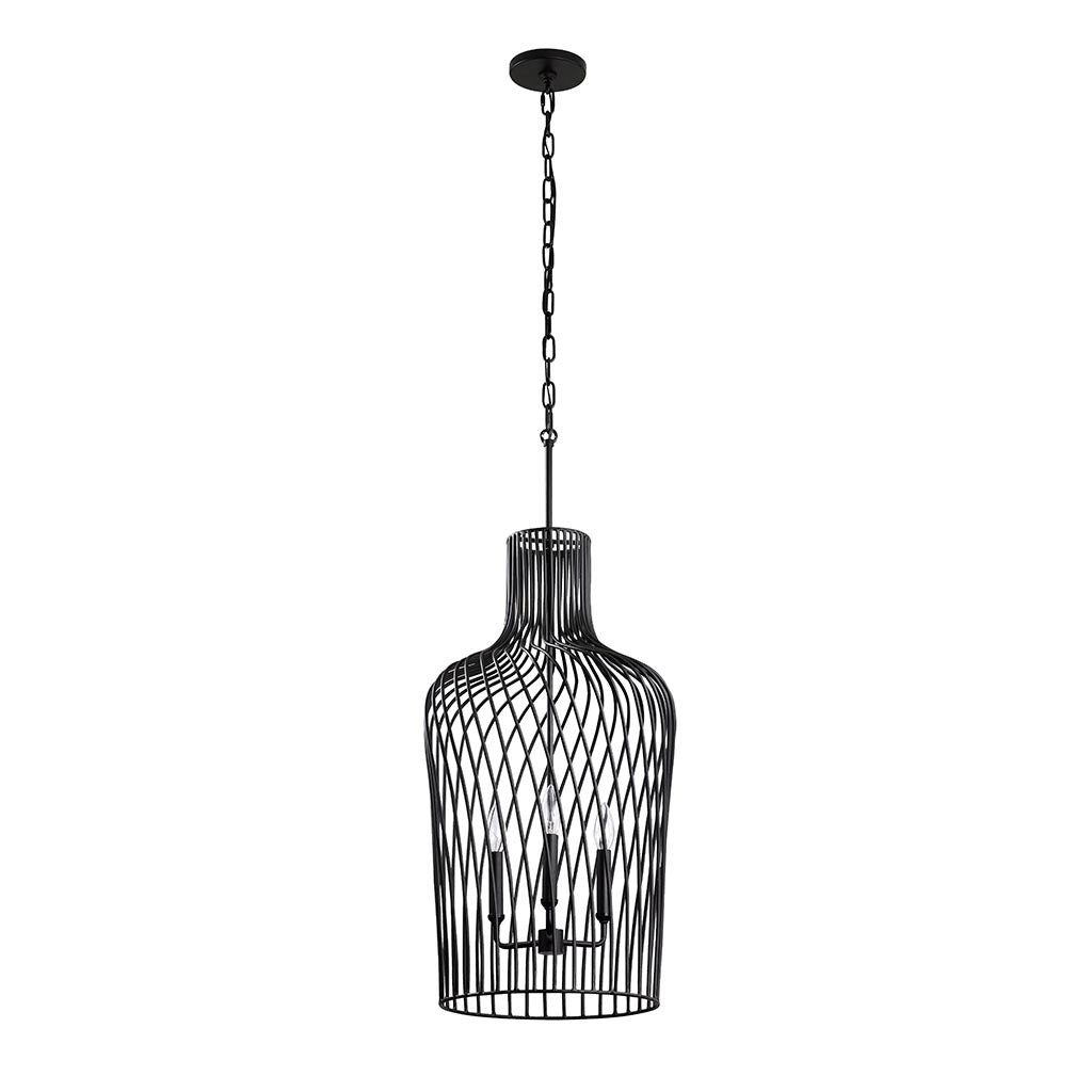 Elsa 3-L t Wine Bottle Pendant Light - Black - 339P03CBL