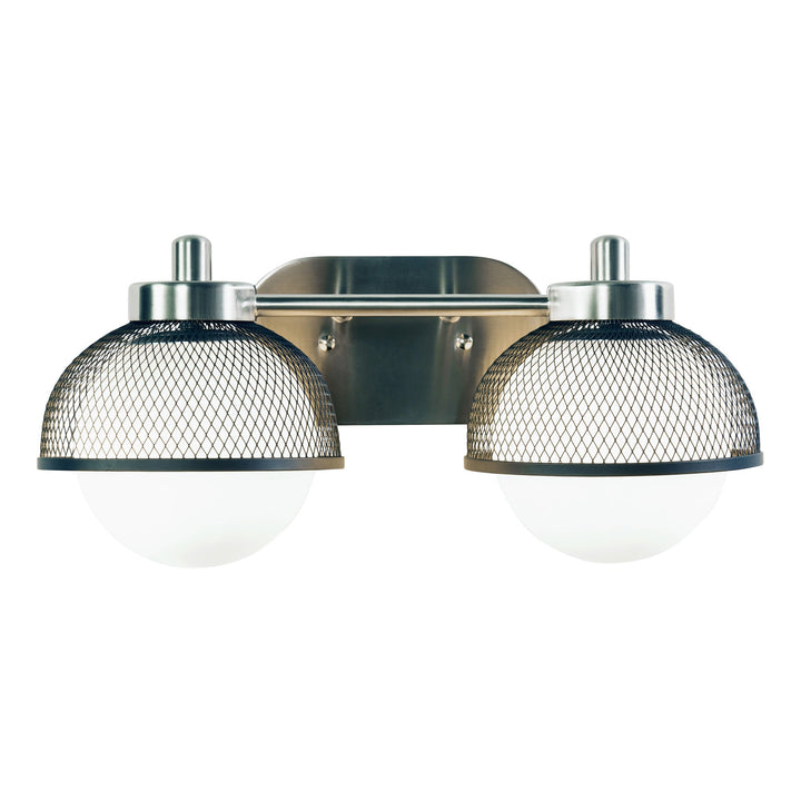 Aris 2-Lt Vanity Light - Brushed Nickel/Black