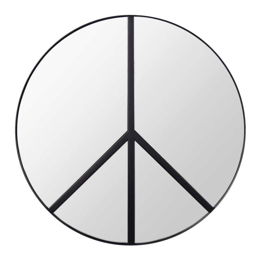 Paz 30-in Round Peace Sign Accent Mirror in Black 4DMI0117