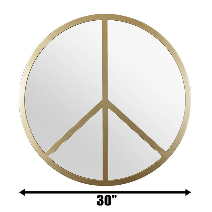 Paz 30-in Round Peace Sign Accent Mirror in Gold - 4DMI0118
