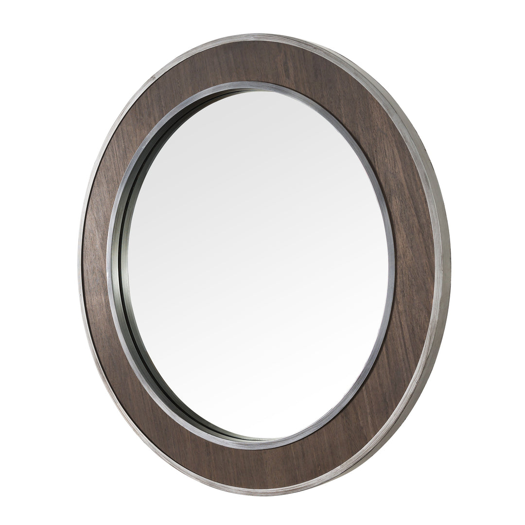 Macie 30-in Round Wood and Metal Mirror 4DMI0120