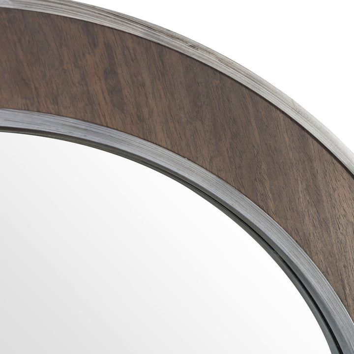 Macie 30-in Round Wood and Metal Mirror 4DMI0120