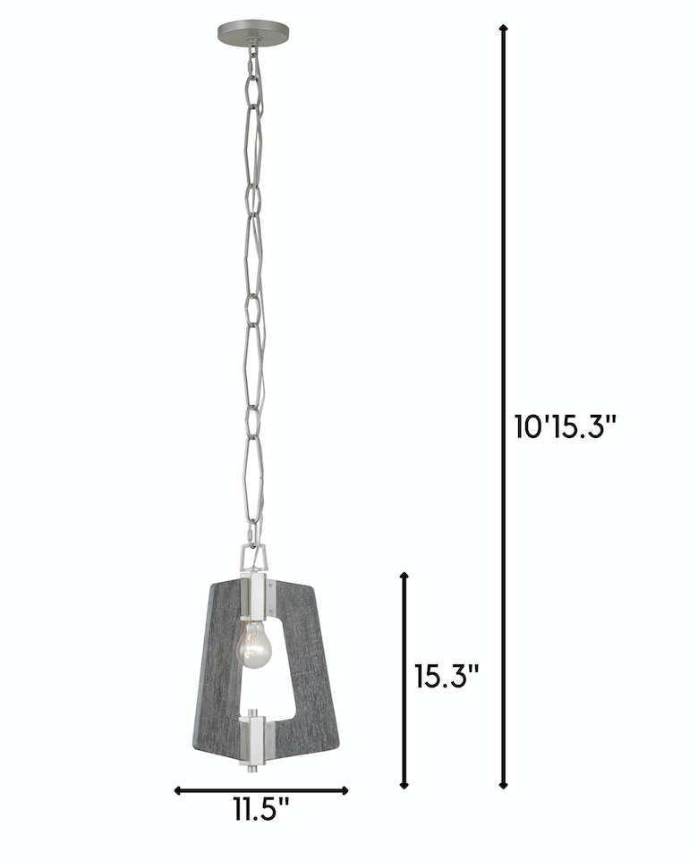 Lofty 1-Lt Mini Pendant Light - Silverado/Grey Wood - 268M01SOG